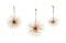 Metal Bursting Star Decorative Hanging Ornaments Set of 3 Rope Hangers